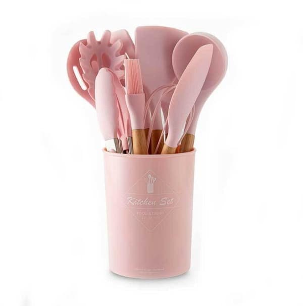 Köksredskap set om 12 Pink