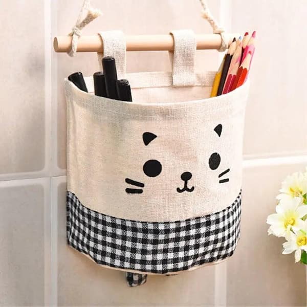Väggförvaring Black Plaid Hanging Bag