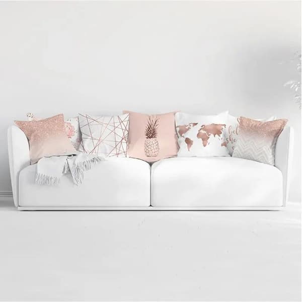 Kuddfodral Rosa Guld Vit