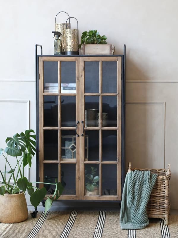 Vitrinskåp Natur och Svart H156/L80/B34cm