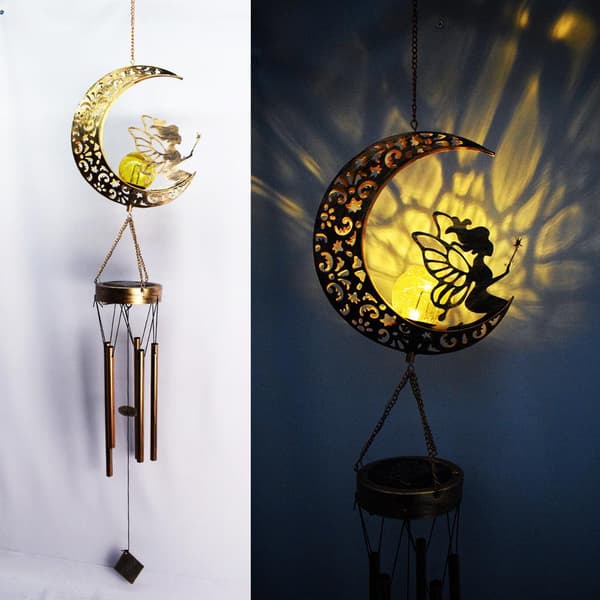 Solcellslampa med vindspel Moon wind chimes