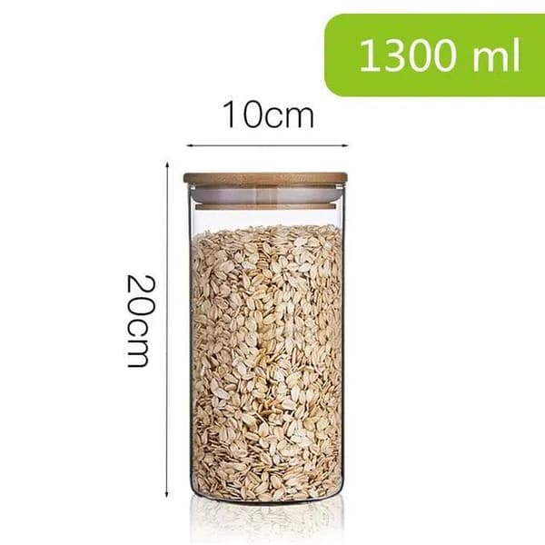 Glasburk med bambulock 1300ml