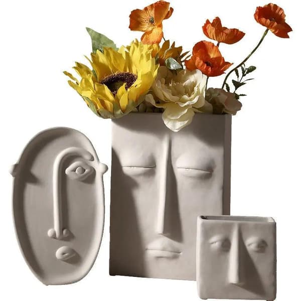 Keramik Vas Ansikte Long Face Large Vase