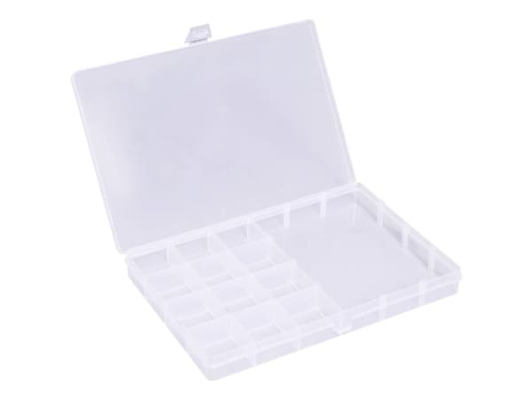 Quadrios 23SA086 Valikoimalaatikko (L x S x K) 19,5 x 13,1 x 2,2 cm Lokeroiden lukumäärä: 13 Kiinteä alajako Sisältö 1 kpl