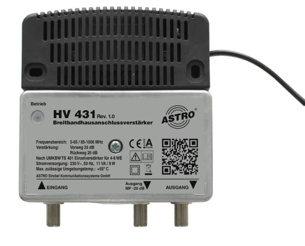 Astro HV 431, 85 - 1006 Mhz, 36 dB, 75 ohm (O), alumiini, -15 - 55 °C, Saksa