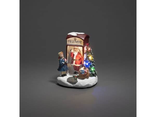Konstsmide Telephone Box Santa LED, Ljusdekoration, figur, Multifärg, Polyresin, Universal, IP20, 6 h