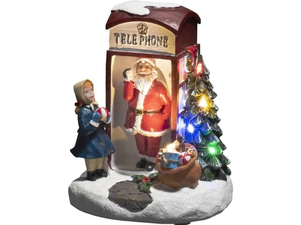 Konstsmide Telephone Box Santa LED, Ljusdekoration, figur, Multifärg, Polyresin, Universal, IP20, 6 h