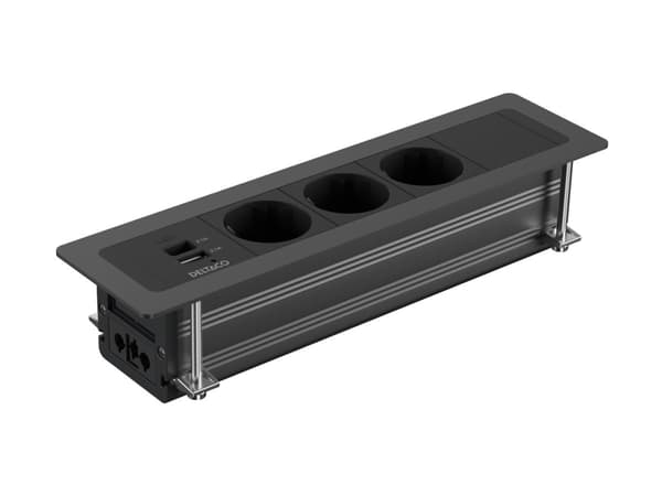 DELTACO infälld elpanel, 3 uttag, 1x21W A+C USB-laddare, GST18, kedjedrift