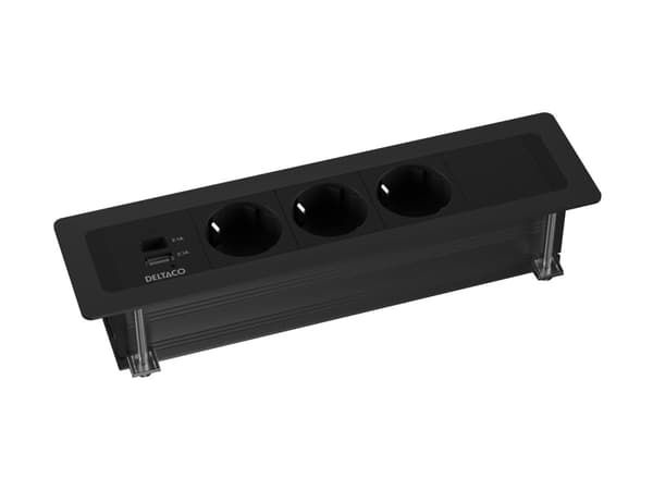 DELTACO infälld elpanel, 3 uttag, 1x21W A+C USB-laddare, GST18, kedjedrift