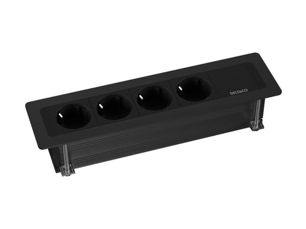Deltaco GT-1304, Type F, CEE 7/3, Skrivebord, Sort, Aluminium, Plast, 50/60 Hz Svart