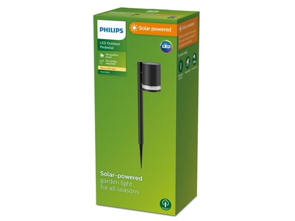 Philips 8720169265561, Ulkovalaistus jalustalle/pylvääseen, Musta, Muovi, IP44, Julkisivu, Puutarha, Terassi, III