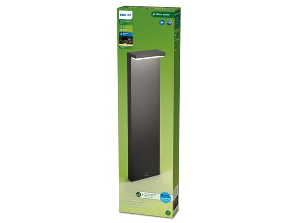 Philips Bustan-stolpelys, 3,8 W, Vegglys, Antrasitt, Aluminium, IP44, Hage, Terrasse, I