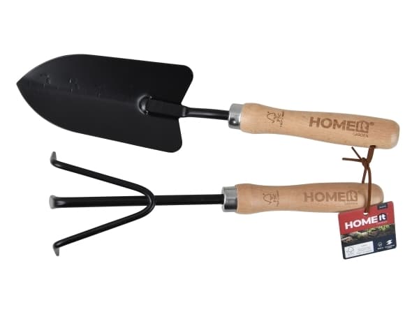 HOME it® sæt med planteskovl & plantekultivator med træskaft