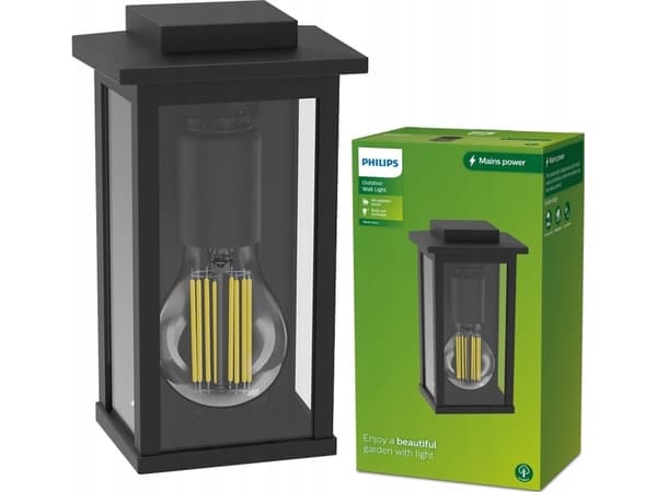 Philips Mirth seinävalaisin 25 W E27, ilman lamppua, Ulkoseinävalaisin, Musta, Alumiini, IP44, Julkisivu, Puutarha, Terassi, I