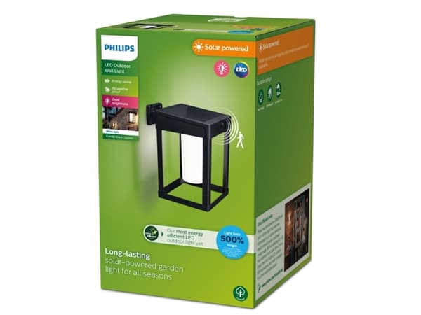 Philips Camill seinävalaisin 1,4 W, Ulkoseinävalaisin, Musta, Muovi, IP44, Julkisivu, Puutarha, Terassi, III