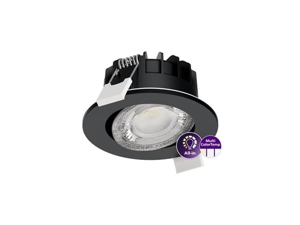 PHILIPS Ledinaire ClearAccent Indbygningsspot RS071B 550Lm 827/830/840 Ø68 IP65 40G 6W Sort Kipbar