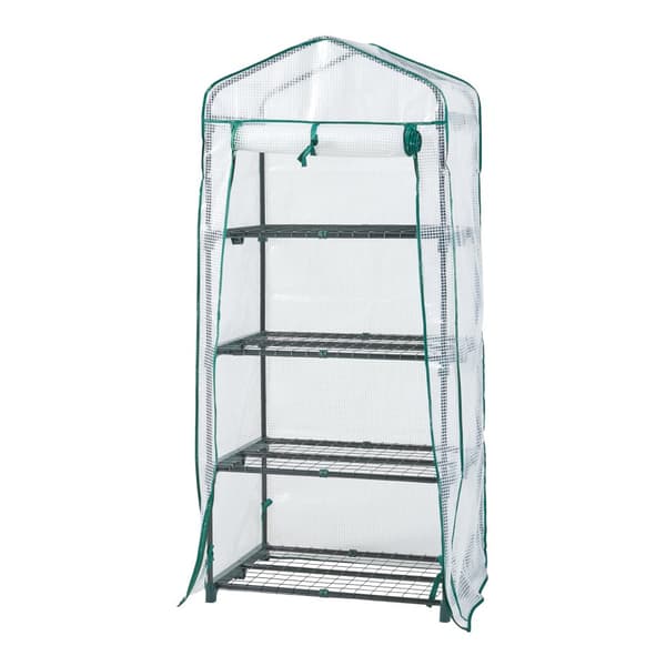 Växthus Chaam 158x69x49 cm folie vit [en.casa]