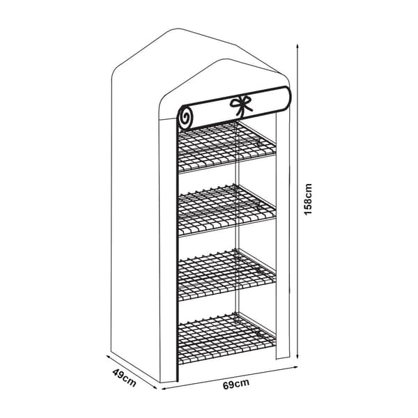 Växthus Chaam 158x69x49 cm folie vit [en.casa]