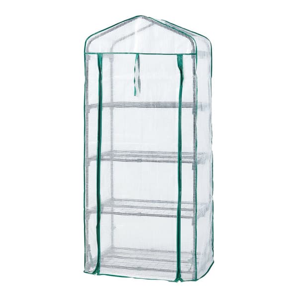 Växthus Chaam 158x69x49 cm folie vit [en.casa]
