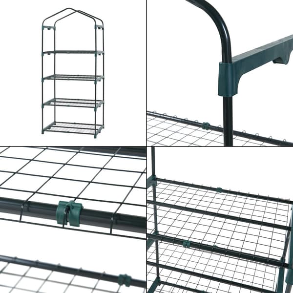 Växthus Chaam 158x69x49 cm folie vit [en.casa]