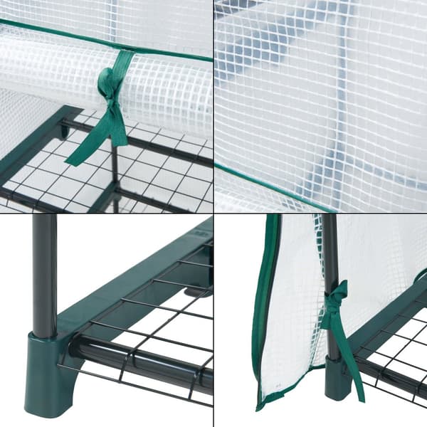 Växthus Chaam 158x69x49 cm folie vit [en.casa]