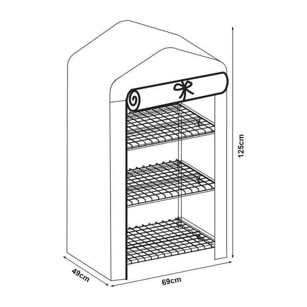 Växthus Chaam 125x69x49 cm folie vit [en.casa]