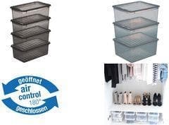 Keeper opbevaringsbokse med Air Control System, 3-delt sæt, 3 x 11 l, Bea, gennemsigtig