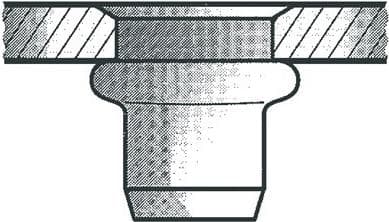 Blinde nittemøtrikker aluminium M 6 x 9 x 18 mm, 250 styk, (1433681)