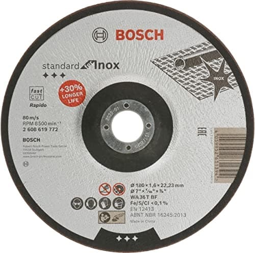 Bosch Professional 1x Standard for Inox skæreskive (til rustfrit stål, Ø 180 x 1,6 x 22,23 mm, offset, vinkelsliber tilbehør)