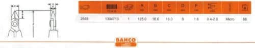 Bahco 2648 Elektriker Sideskærer 125 mm (2648)