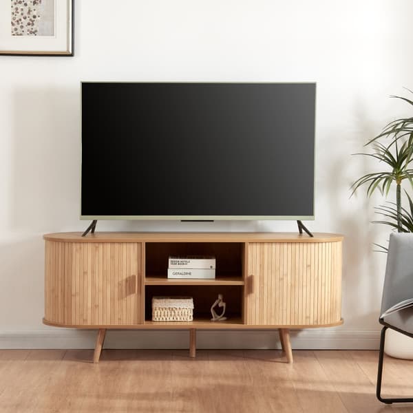 Tv-bänk Nordkapp 140x40x56 cm bambu [en.casa]