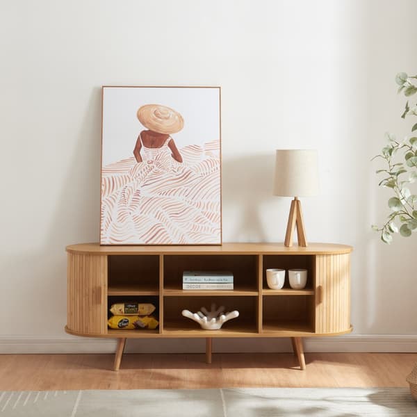 Tv-bänk Nordkapp 140x40x56 cm bambu [en.casa]