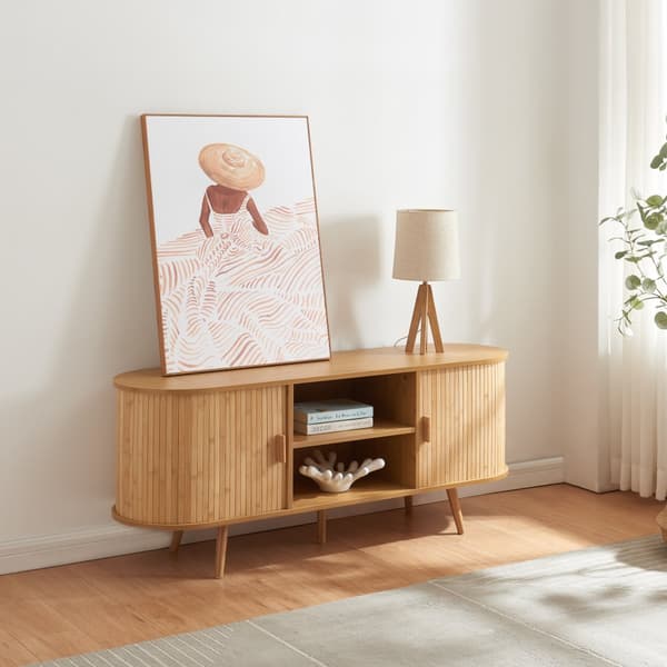 Tv-bänk Nordkapp 140x40x56 cm bambu [en.casa]