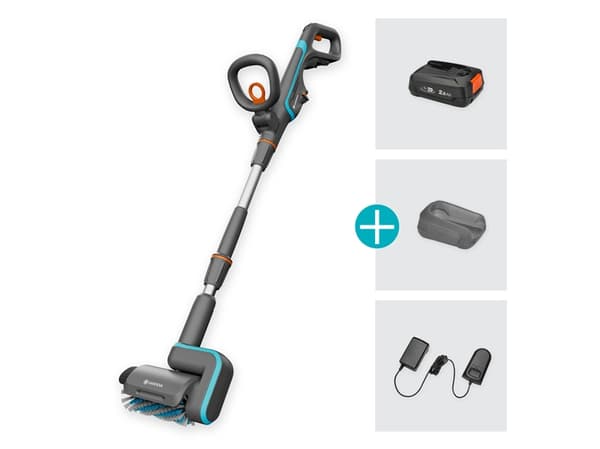 Gardena Sladdlös ytrengörare AquaBrush Patio 03/18V, set