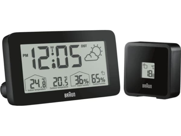 Braun watch værstasjon, utetemperaturdisplay, innvendig temperaturdisplay, hygrometer (fuktighetsmåler (67604)