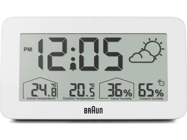 Braun Watches sääasema, ulkolämpötilan näyttö, sisälämpötilan näyttö, kosteusmittari (67605)