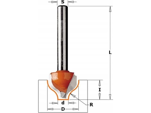 Frezarka CMT CMT HM CUTTER D=19 d=6.35 R=3.2 I=13S=12.. DECORATIVE.
