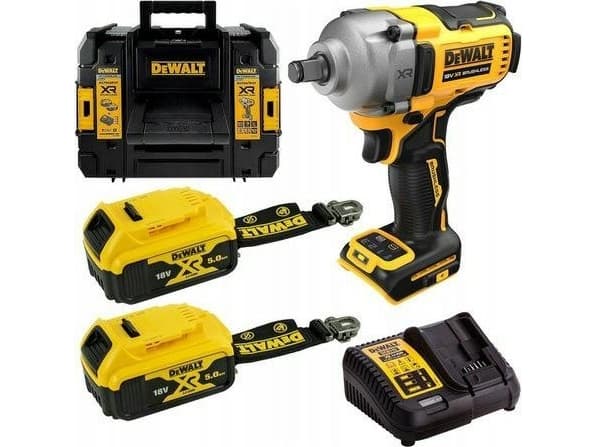 DEWALT. IMPACT WRENCH 1/2" 18V DCF891P2TLRT 812Nm 2x5.0Ah 4-SPEED TSTAK RING LANYARD READY