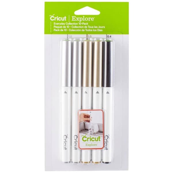 Cricut Explore/Maker Point Pen 10-Pack Everyday Collection Stiftsats Silver, Guld, Svart