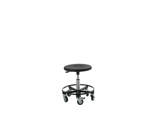 Montørstol Sigma 400RS taburet med stålbase og fodring samt letløbende hjul - sædehøjde 32-39 cm