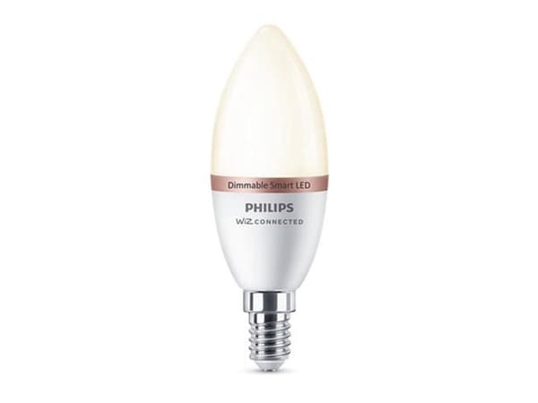 Philips Smart - LED-glödlampa - form: C37 - glaserad finish - E14 - 4.9 W (motsvarande 40 W) - klass F - varmt vitt ljus - 2700 K
