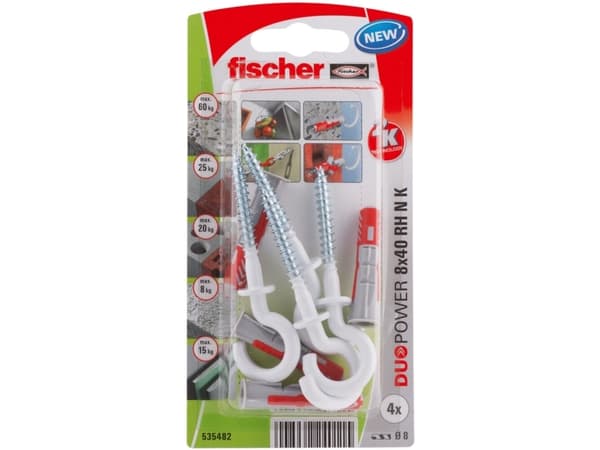 Fischer 50 x Dübel mit Schraube DuoPower 8 x 40 mm, für Mauern Fischer 50 x Dübel mit Schraube DuoPower 8 x 40 mm, für Mauern