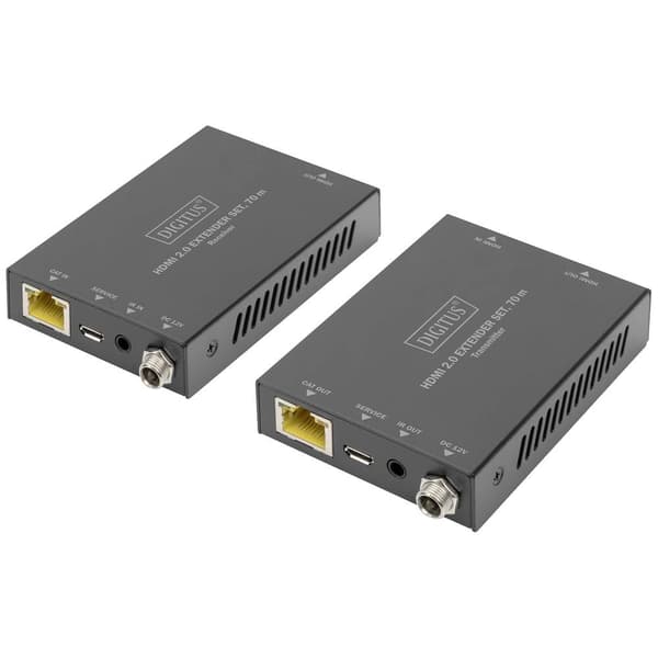 Digitus DS-55506 HDMI / RJ45 Adapter [1x HDMI hona - 2x HDMI hona] Svart 4K UHD
