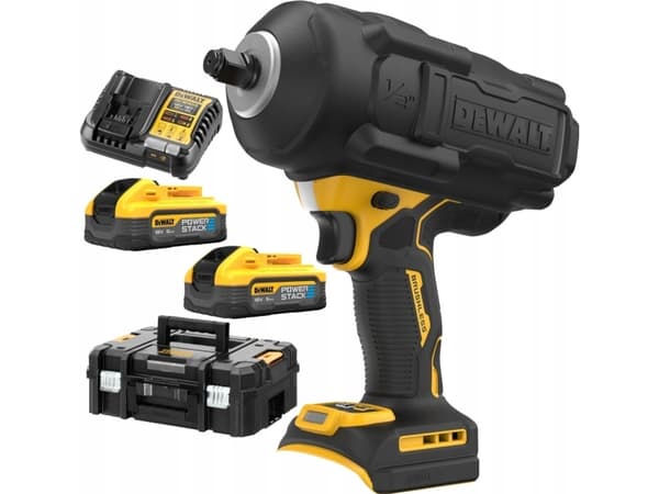 sladdlös mutterdragare 1/2", 1626 Nm med gummihölje 18V Li-lon 2x5,0Ah POWERSTACK DeWalt [DCF961H2G-QW]