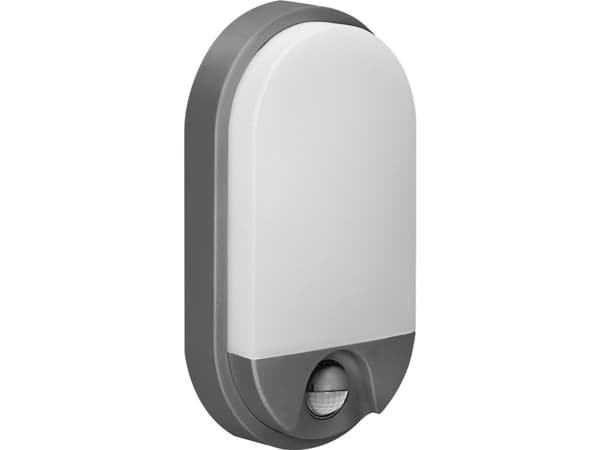 Orno NEFRYT LED-vägglampa 10W, trädgårdsarmatur med rörelsesensor, 800lm, IP54, 4000K, grå