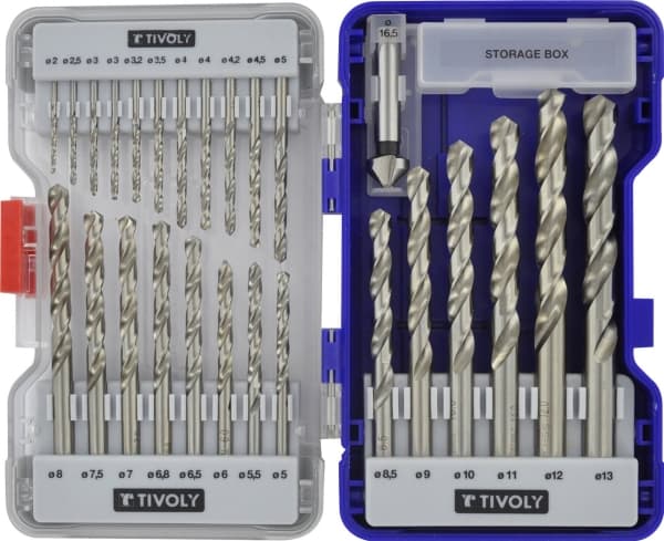 Porakone Tivoly HSS metalliporasarja 26kpl Ø1-13mm, senkka 16,5 mm