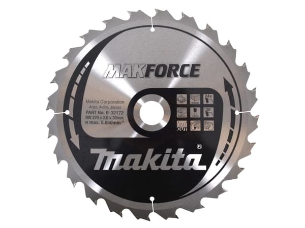 Makita MAKFORCE - Sirkelformet sagblad - for tre - 270 mm - 24 tenner - for XGT HS011GT201
