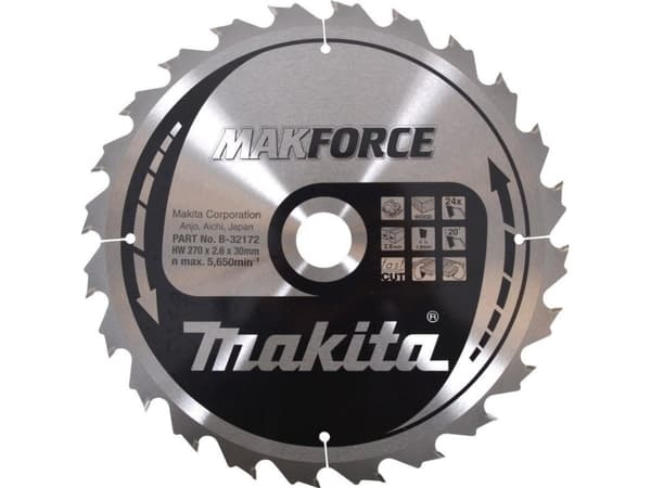 Makita MAKFORCE - Sirkelformet sagblad - for tre - 270 mm - 24 tenner - for XGT HS011GT201