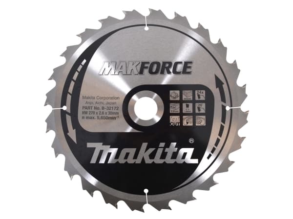 Makita MAKFORCE - Sirkelformet sagblad - for tre - 270 mm - 24 tenner - for XGT HS011GT201