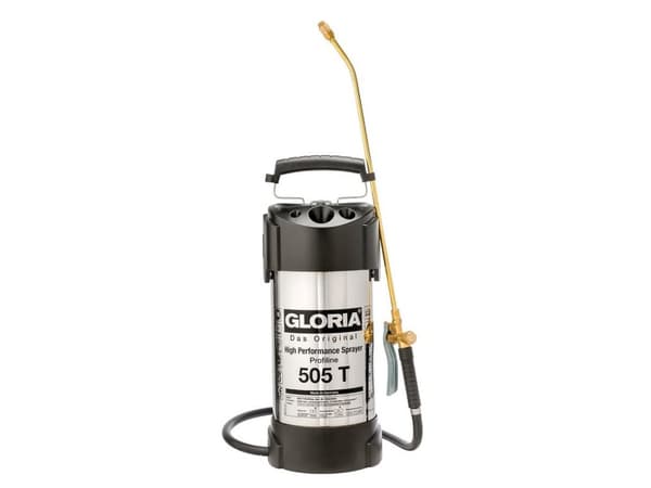 GLORIA 505 T Profiline, Håndbasert sprøytepistol, 5 l, 8 l, Sort, Hvit, Rustfritt stål, Messing